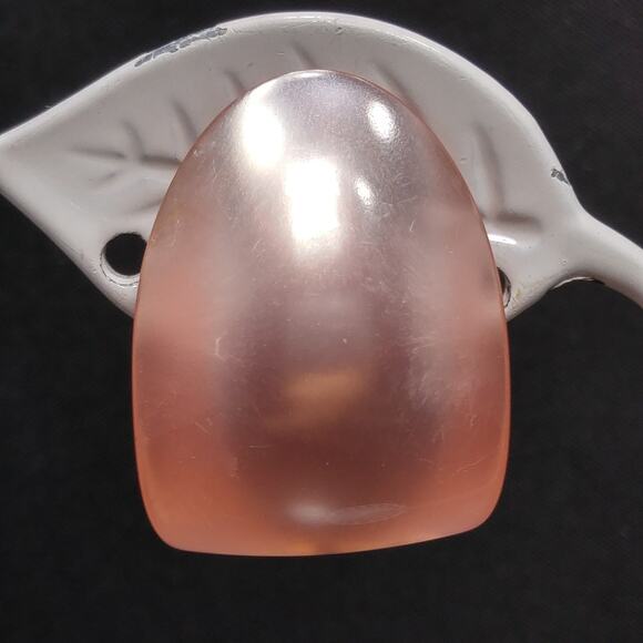 Vintage Pink Moonglow Earrings, Sterling Screw Backs, 1950s, 1 Inch - Picture 2 of 10